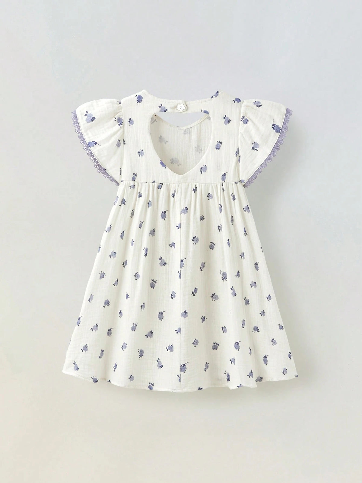 Young Girl Loose Casual Hollow-Out Back Floral Pattern Dress