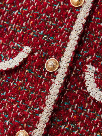 Young Girl Loose Casual Patchwork Tweed Dress