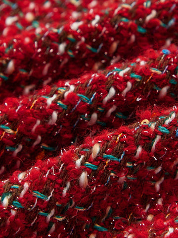 Young Girl Loose Casual Patchwork Tweed Dress