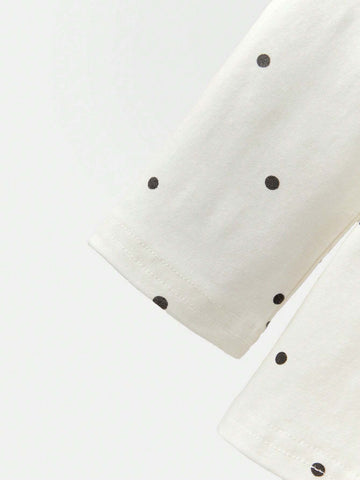 Young Girl Round Neck T-Shirt With Polka Dot & Bow Design, Casual