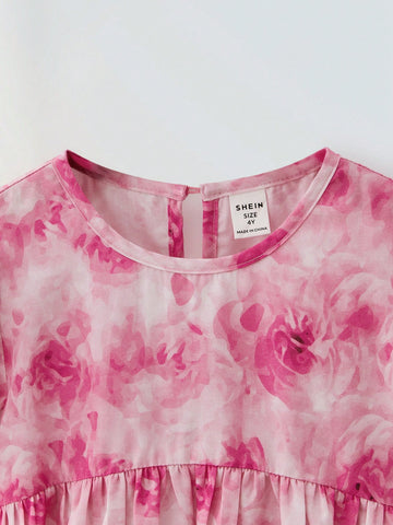 Maija Young Girl Spring Summer Valentine's Day Elegant Tie Dye Rose Swing Dress