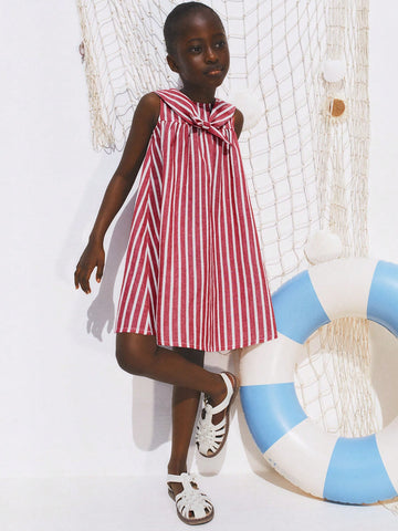 Young Girl Summer Casual Striped Sleeveless Dress