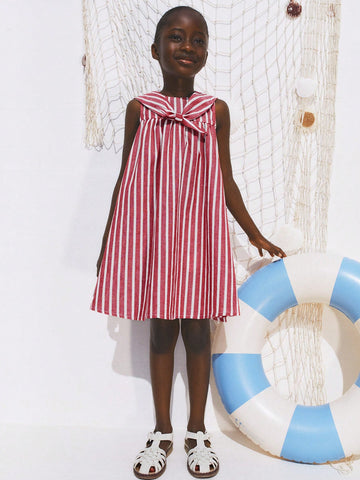 Young Girl Summer Casual Striped Sleeveless Dress