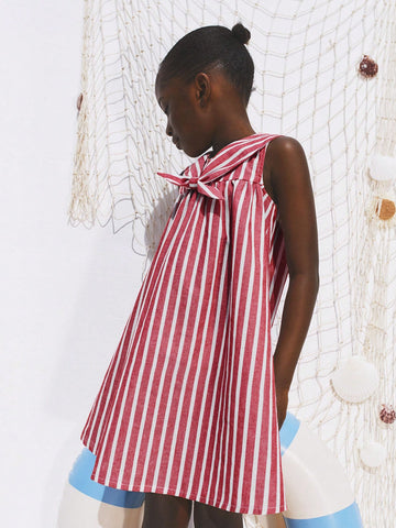 Young Girl Summer Casual Striped Sleeveless Dress