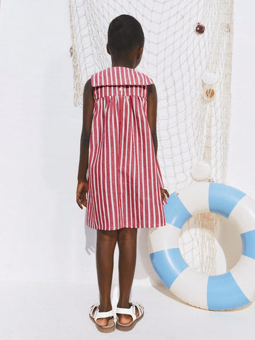 Young Girl Summer Casual Striped Sleeveless Dress