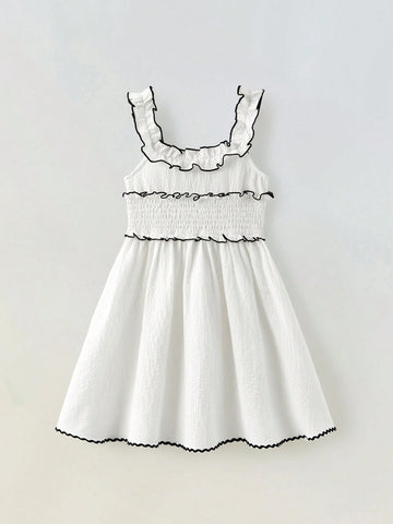 Young Girl's Fashion Simple Casual Dress, Suitable For Outings, Homewear, Back To School, Vacation, Parties, Weddings, All-Occasion Versatile Dress