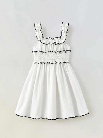 Young Girl's Fashion Simple Casual Dress, Suitable For Outings, Homewear, Back To School, Vacation, Parties, Weddings, All-Occasion Versatile Dress