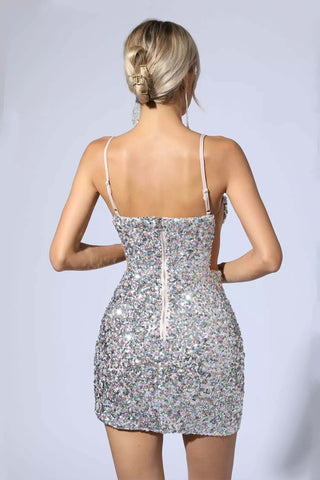 Makenna Silver Sequin Mini Dress