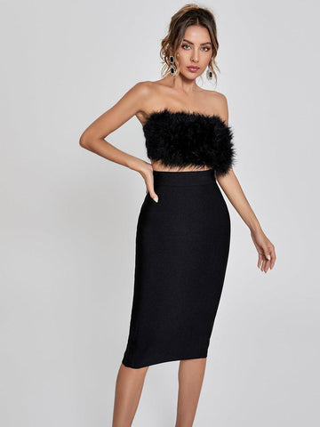 Mariam Bandage Pencil Skirt In Black