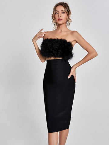 Mariam Bandage Pencil Skirt In Black