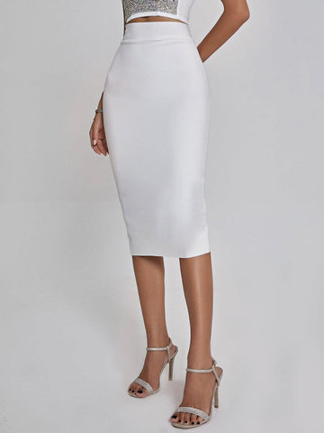 Mariam Bandage Pencil Skirt In White