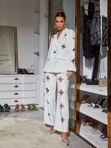 Marietta Cutout Blazer Set In White