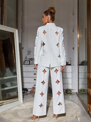 Marietta Cutout Blazer Set In White