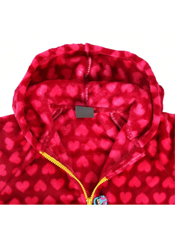 Young Girl Fleece Lined Hooded Sweatshirt Jacket, Warm Sports Outfit