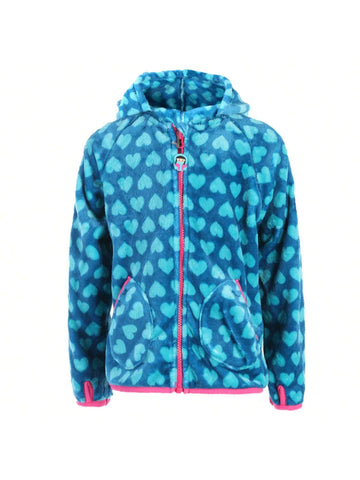 Young Girl Girls Cartoon Pattern Fleece Lined Warm Jacket, Fashion Sports Wear