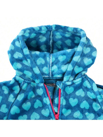 Young Girl Girls Cartoon Pattern Fleece Lined Warm Jacket, Fashion Sports Wear
