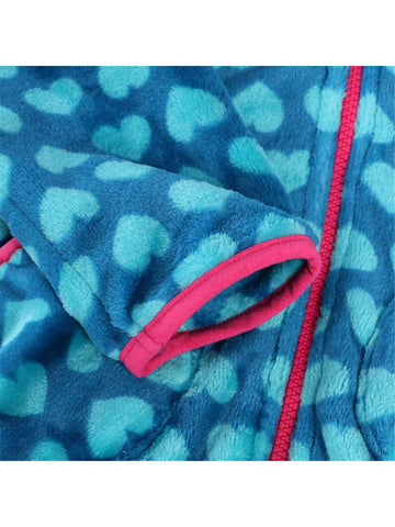 Young Girl Girls Cartoon Pattern Fleece Lined Warm Jacket, Fashion Sports Wear