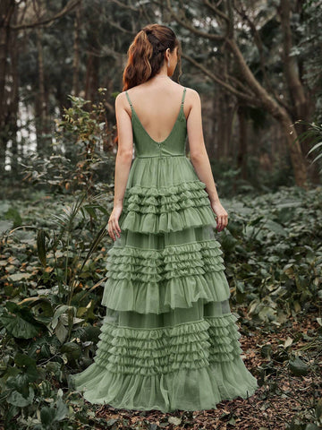 Mesh Backless Cami Pastel Dress