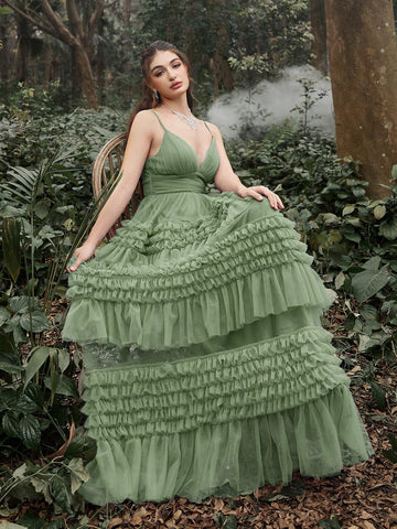 Mesh Backless Cami Pastel Dress