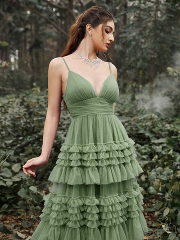 Mesh Backless Cami Pastel Dress