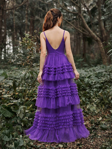 Mesh Backless Cami Prom Dress