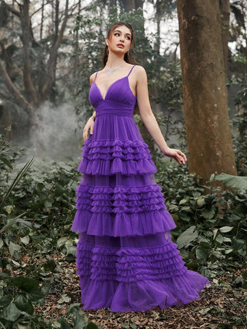 Mesh Backless Cami Prom Dress