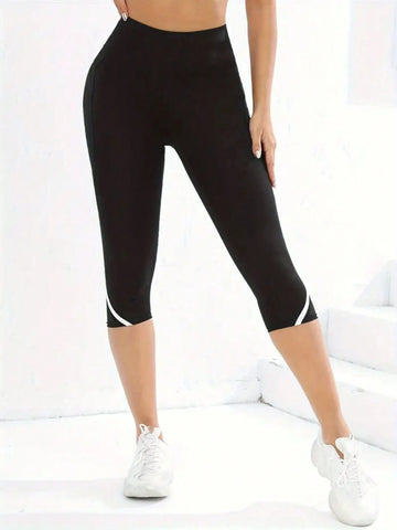 Mesh High Waist Yoga Pants Capri Leggings For Women, Tummy Control Workout Capri Leggings
