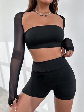 Mesh Patchwork Sexy Multi-Piece Set