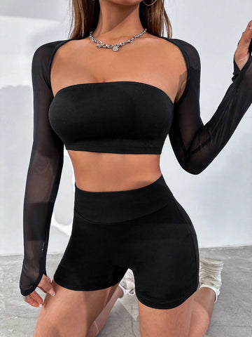 Mesh Patchwork Sexy Multi-Piece Set