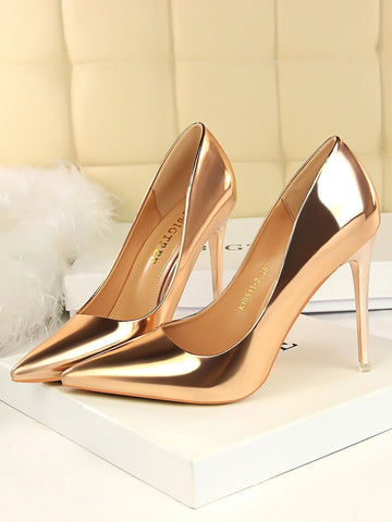 Metallic Ultra High Heeled Court Pumps