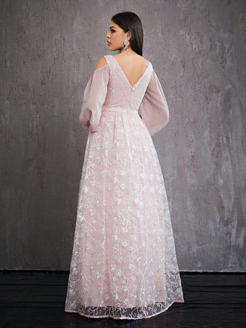 Mgiacy Beaded Embroidery Strapless Long Sleeve High-End Ball Gown