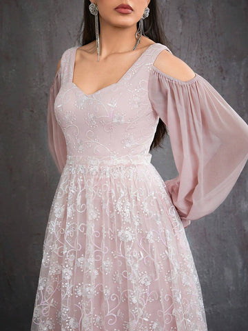 Mgiacy Beaded Embroidery Strapless Long Sleeve High-End Ball Gown