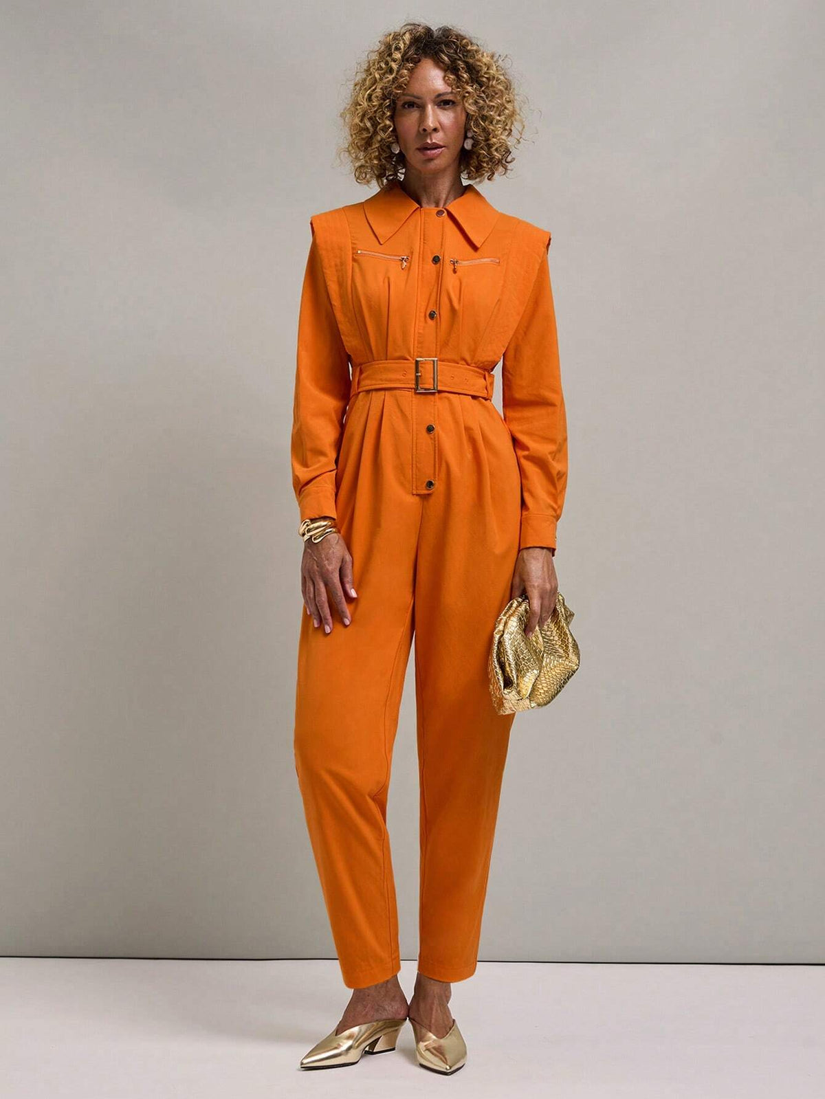 Miaspire Women`S Button Front Long Sleeve Self Tie Waist Casual Jumpsuit