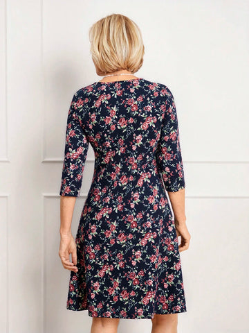 Miaspire Women Floral All Over Print Casual Short Shift Dress