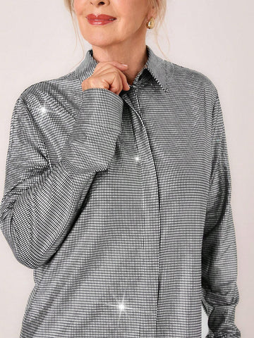 Miaspire Women Metal Tone Blouse For Spring And Autumn