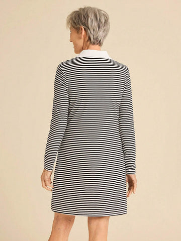 Miaspire Women Striped Casual Minimalist Short Dress, Daily Wear