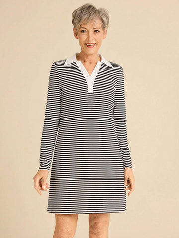 Miaspire Women Striped Casual Minimalist Short Dress, Daily Wear