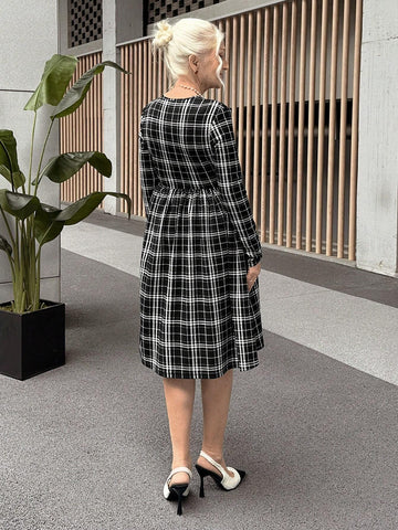 Miaspire Women's Casual Plaid Print Short Dress, Autumn