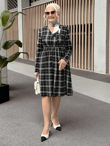 Miaspire Women's Casual Plaid Print Short Dress, Autumn