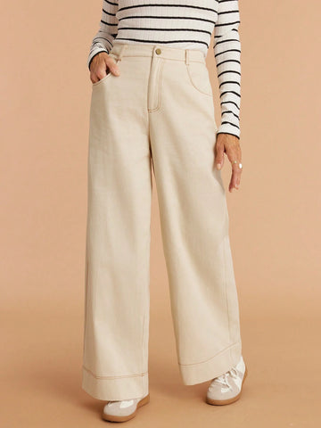 Miaspire Women's Casual Solid Color British Style Ankle Length Pants For Autumn Everyday Wear