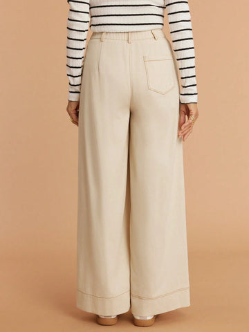 Miaspire Women's Casual Solid Color British Style Ankle Length Pants For Autumn Everyday Wear