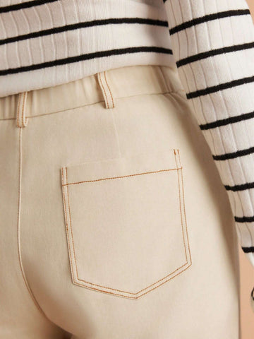 Miaspire Women's Casual Solid Color British Style Ankle Length Pants For Autumn Everyday Wear