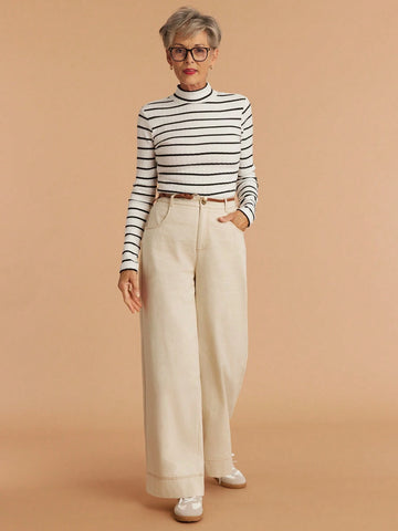 Miaspire Women's Casual Solid Color British Style Ankle Length Pants For Autumn Everyday Wear