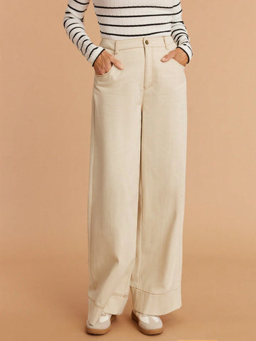 Miaspire Women's Casual Solid Color British Style Ankle Length Pants For Autumn Everyday Wear