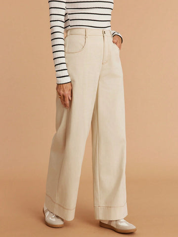 Miaspire Women's Casual Solid Color British Style Ankle Length Pants For Autumn Everyday Wear