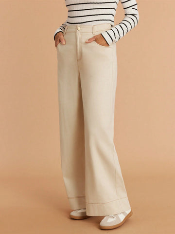 Miaspire Women's Casual Solid Color British Style Ankle Length Pants For Autumn Everyday Wear