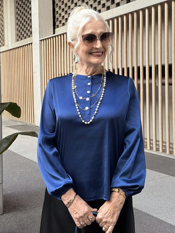 Women's Casual Solid Color Satin Button Down Shirt