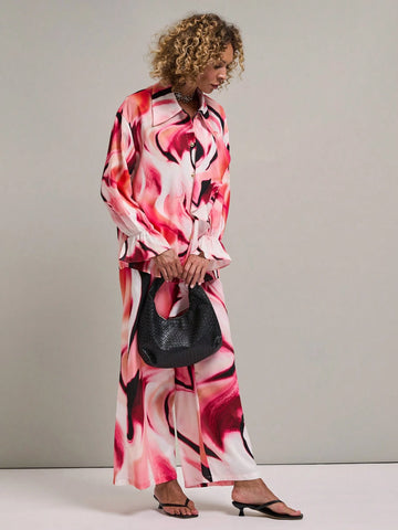 Miaspire Women's Front Button Pleated Ruffle Cuff Long Sleeve Blouse, Casual Vacation