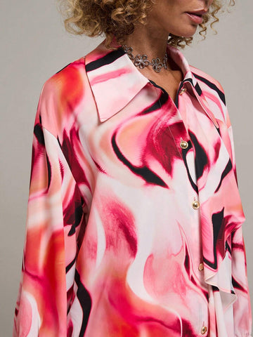 Miaspire Women's Front Button Pleated Ruffle Cuff Long Sleeve Blouse, Casual Vacation