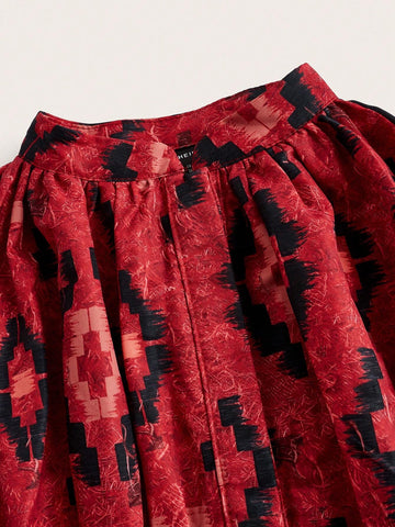 Miaspire Women's Geometric Tie-Dye Print Stand Collar Batwing Sleeve Casual Dress